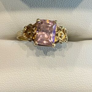 Vintage Pink Ice Solitaire 10k Yellow Gold Ring Size 7